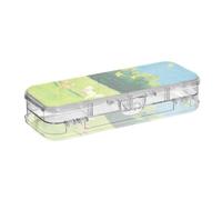 Yoogain Cartone animato Carino Cane Bianco Cancella Matita Box Plastica 2 Strato Penne Caso Scatole Rigide Per Cancelleria Con Coperchio