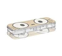 Yoogain Cartone animato Carino Grandi Occhi Marrone Trasparente Matita Scatola di Plastica 2 Strato Penne Trasparente Scatole Caso Per Forniture di Cancelleria Con Snap