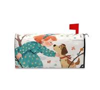 Yoogain Cartone animato Illustrazione Ragazza Cane Carino Decorativo Casella Postale Coperture per Autunno Divertente Casella Postale Coperture Estate Formato Standard Cover para buzon