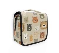 Yoogain Cartoon Animals Face Light Color borsa da viaggio da uomo da toilette con gancio per appendere borse essenziali con cerniera con scomparti e maniglia
