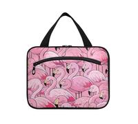 Yoogain Cartoon Cute Flamingos Rosa appeso uomini borsa da toilette con gancio, designer chic appeso borsa da toilette per viaggio essenziale campeggio bolso de mano para hombre L, Fenicotteri carini