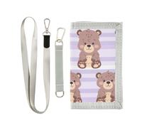 Yoogain Cartoon Cute Small Bears Light - Purple Stripes mens viaggio portafoglio regali per giovani fresco billfold con cordino, cartone animato, carino, piccolo, orsi, luce, -, viola, strisce, 1 size