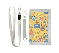 Yoogain Cartoon Funny Monsters Portafoglio giallo per gli uomini per le donne minimalista portafoglio da viaggio per gli uomini con cordino, cartone animato, divertente, mostri, giallo, 1 size, Moda