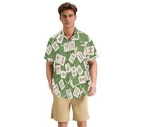 Yoogain Chinese Mahjong - Camicia da uomo a maniche corte con bottoni, per spiaggia, vacanze e tempo libero, viaggi, S-3XL, Mahjong cinese, M