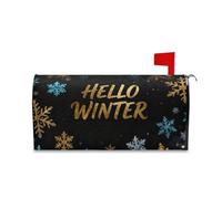Yoogain Ciao Inverno Blu Oro Fiocco di Neve Decorativo Della Cassetta Postale Coperture per Patricks Carino Memorial Day Mailbox Covers Magnetico Formato Standard Cover para buzon