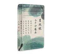 Yoogain Cinese Cultura Poesia e Pittura in pelle mens portafoglio sottile Con ID Finestra RFID Blocco piccolo portafoglio carta per gli uomini e le donne