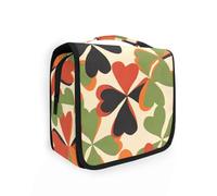 Yoogain Clover Design Borsa da viaggio verde arancione per articoli da toeletta con gancio per appendere Borsa impermeabile per articoli da toeletta con scomparti e maniglia