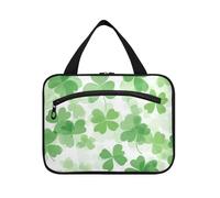 Yoogain Clover St Leaf Green appeso viaggio trucco borse con gancio, designer lavabile rasatura kit borsa per gli uomini per il viaggio deve viaggiare bolsas para maquillaje L, trifoglio St foglia