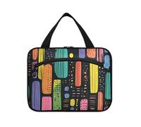 Yoogain Colorato astratto forme geometriche borse appese per le donne articoli da toeletta con gancio, designer necessità medicina borsa per le donne viaggio lavoro estuches para maquillaje L, Forme