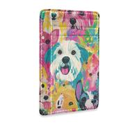 Yoogain Colorful Asthetic Art Dogs in pelle sottile tasca frontale portafoglio per gli uomini con slot per contanti RFID blocco carta di credito caso per uomini e donne
