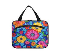 Yoogain Colorful Retro Bohemian Style Fiori appeso toilette borsa da viaggio con gancio, designer borse pieghevoli per gli uomini per i viaggiatori hotel porta cosmeticos mujer para cartera L, Fiori
