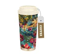 Yoogain Colorful Spring Wildflowers Bicchiere da caffè per gli uomini con coperchio tazza da caffè in acciaio inox tazza termica da viaggio per bevande calde fredde 17 once a tenuta stagna