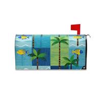 Yoogain Copertura decorativa per cassetta postale a scacchi con albero tropicale per Natale carino copertura magnetica per cassetta postale invernale di dimensioni standard per buzon