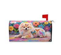 Yoogain Copertura decorativa per cassetta postale colorata con cane Pomerania per il Ringraziamento Carino Natale Mailbox Covers Magnetico Dimensioni Standard Caja de correos