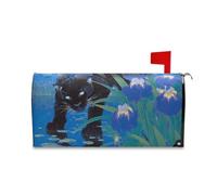 Yoogain Copertura decorativa per cassetta postale con leopardo nero chic con iridi blu per Pasqua carino Natale copertura magnetica di dimensioni standard para buzon