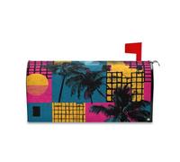 Yoogain Coperture decorative per cassette postali con albero tropicale blu rosso geometrico retrò magnetico per il giorno della commemorazione divertente Patrick coperture per cassette postali