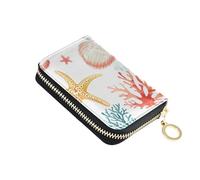 Yoogain Corallo Stella Marina Conchiglie Animali Morbido Verde Blu Bianco Portafoglio in pelle da donna con Cion Borsa RFID Blocco porta carte di credito con cerniera