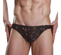 Yoogain Costume da bagno da uomo slip a vita bassa per uomo, Ragno Web d'oro, 3XL