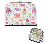 Yoogain Custodia per il trasporto di matite Borsa di immagazzinaggio di grande capacità multifunzionale di cancelleria per le donne cosmetici del fumetto carino colore gelato dessert