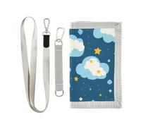 Yoogain Cute Bears Brown Blue Clouds mens sottile portafoglio regali per giovani uomini semplici portafoglio con cordino, carino, orsi, marrone, blu, nuvole, 1 size, Moda