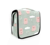 Yoogain Cute Cartoon on The Prairie Pig borse cosmetici con cerniera con gancio appeso Essentials borsa da toilette verticale autoportante