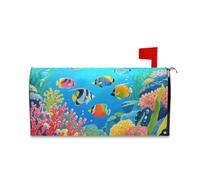 Yoogain Deep Sea Colorful Fish Coral Blue Decorative Mailbox Covers Magnetiche per l'autunno Divertimento Patricks Day Mailbox Covers Dimensioni Standard Caja de correos