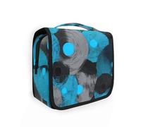 Yoogain Divertente vinile Records modello blu borse da toilette da viaggio per le donne con gancio appeso Borsa organizer portatile trucco con scomparti e maniglia