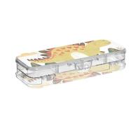 Yoogain Doodle stile cartone animato dinosauro a forma di cuore trasparente matite box doppio ponte penne casi per cancelleria con scatto e coperchio