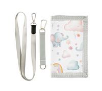 Yoogain Dreamy Childish Cute Elephants tri fold portafoglio per gli uomini regali per giovani billfolds nylon con cordino, elefanti carini infantili sognanti, 1 size, Moda