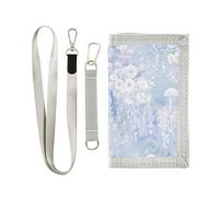 Yoogain Dreamy Oceanic e Floral Pattern Pastel Color mens piccolo portafoglio per donna portafoglio minimalista sottile con cordino, Dreamy, oceanico, e, floreale, modello, pastello, colore, 1 size