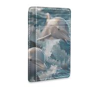 Yoogain Due portafogli sottili in pelle bianca delfini per le donne con clip di denaro RFID blocco portafoglio per uomini e donne