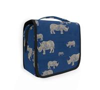 Yoogain Elegante borsa da viaggio in legno Rhino Blu Ray da appendere con gancio per appenderlo, borse da toilette essenziali con scomparti e maniglia
