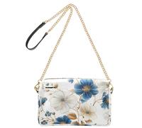 Yoogain Elegante pizzo ricamo modello fiore blu e oro Crossbody piccola borsa per le donne in pelle vegana croos borse corpo impermeabile borsa a tracolla