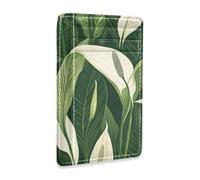 Yoogain Elegante portafoglio sottile in pelle bianca con fiori di giglio della pace con clip per soldi blocco RFID porta carte di credito per uomini e donne