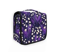 Yoogain FinlLily Of The Valley, borsa per il trucco da donna con gancio per appenderla, grande, da uomo, verticale, autoportante