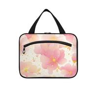Yoogain Fiori di pesca appeso borsa per le donne viaggio con gancio, borse portatili di design con cerniera per il viaggio deve lavorare bolsas para maquillaje L, Fiori di pesca, Large
