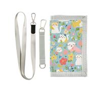 Yoogain Fresh Spring Colorful Cats portafoglio per le donne portafoglio in nylon titolare della carta con cordino, fresco primavera gatti colorati, 1 size, Moda