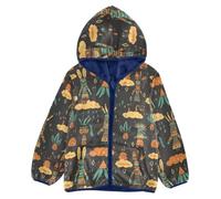 Yoogain Giacca morbida con cerniera Hopi Kachina Doll turchese marrone Boho | Cappotto invernale per bambini blu navy fodera Trendy Baby Boys vestiti 3T