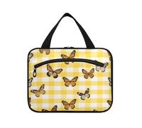 Yoogain Giallo Bianco Check Plaid Farfalla appeso borse per le donne che viaggiano con gancio, designer pieghevole trapuntato trucco borsa per viaggiatori viaggio porta cosmeticos mujer para cartera L