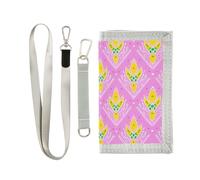 Yoogain Giallo Peach Pattern tri fold portafoglio regali per giovani pop portafoglio clip soldi per gli uomini con cordino, Motivo pesca gialla, 1 size, Moda