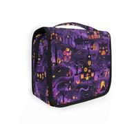 Yoogain Giant Halloween Town Viola Nero borsa da viaggio da uomo con gancio appeso Organizzatore di articoli da toeletta Essentials verticale autoportante