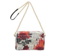 Yoogain Giornale Burning Rose Rosse Retro Piccole Borse A Tracolla Per Le Donne Borsa In Pelle Vegana Borsa Impermeabile Signore Borse A Tracolla