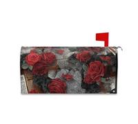 Yoogain Giornali Rose Rosse Art Retro Decorativo Magnetico Coperture per la Primavera Unico Memorial Day Mailbox Covers Magnetico Formato Standard Cover para buzon