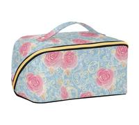 Yoogain Golden Shining Retro Vintage Rose Makeup Bag con divisori Impermeabile Cosmetici Borse Per Le Donne Viaggio Verticale Free-Standing