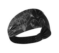 Yoogain Gotico Darkbess Web Hearts no slip tessuto fasce per capelli per le donne elastici per gli allenamenti tennis basket ciclismo