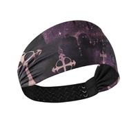Yoogain Gotico Darkness Moon Cross Viola Antiscivolo? grandi fasce per capelli elastiche larghe per capelli da donna per basket Palestra Tennis Uso quotidiano