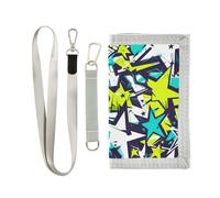 Yoogain Graffiti Abstract Art Yellow Stars mens trifold portafoglio per regalo di compleanno minimalista mens piccolo portafoglio con cordino, Graffiti arte astratta stelle gialle, 1 size, Moda