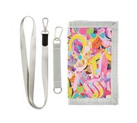 Yoogain Graffiti Artwork Colorful Lettere portafogli sottili per regalo di compleanno unico titolare della carta portafoglio con cordino, Graffiti opere d'arte lettere colorate, 1 size, Moda