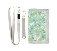 Yoogain Green Fresh Summer Flower portafogli per carte e regali in contanti per giovani portafoglio unico clip di denaro con cordino, verde fresco estate fiore, 1 size, Moda