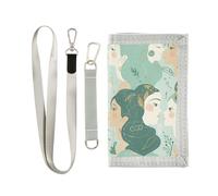 Yoogain Green Gemini Cute Anime Girl portafoglio da uomo per carte di credito portafoglio da viaggio minimalista per uomo con cordino, verde gemelli carino anime ragazza, 1 size, Moda